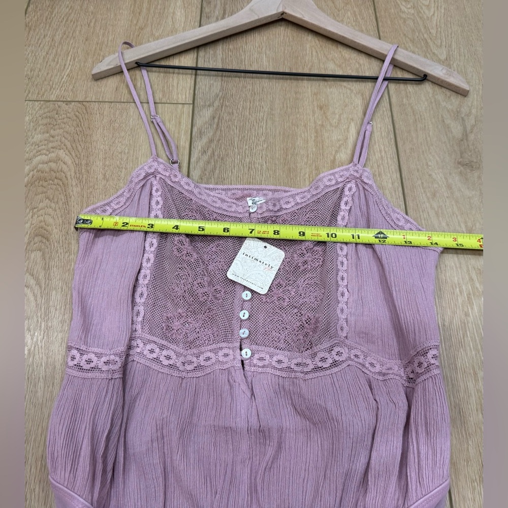 Free People Intimately Lace Bodysuit Pink Button Front NWT Size M Boho - Picture 7 of 7